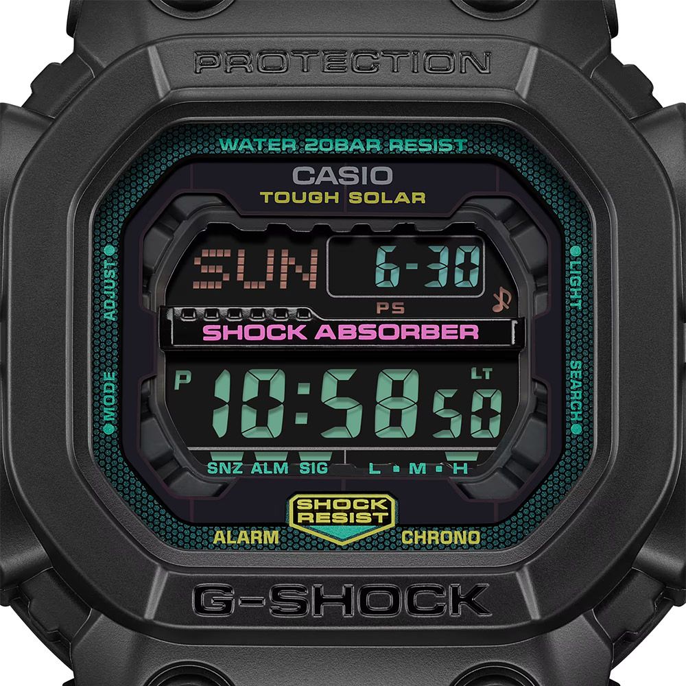 MODE ADJUSTPROTECTIONWATER 20BAR RESISTCASIOTOUGH SOLARPSUN 6-30PSSHOCK ABSORBER: ALM SHOCKRESISTALARMCHRONOG-SHOCK