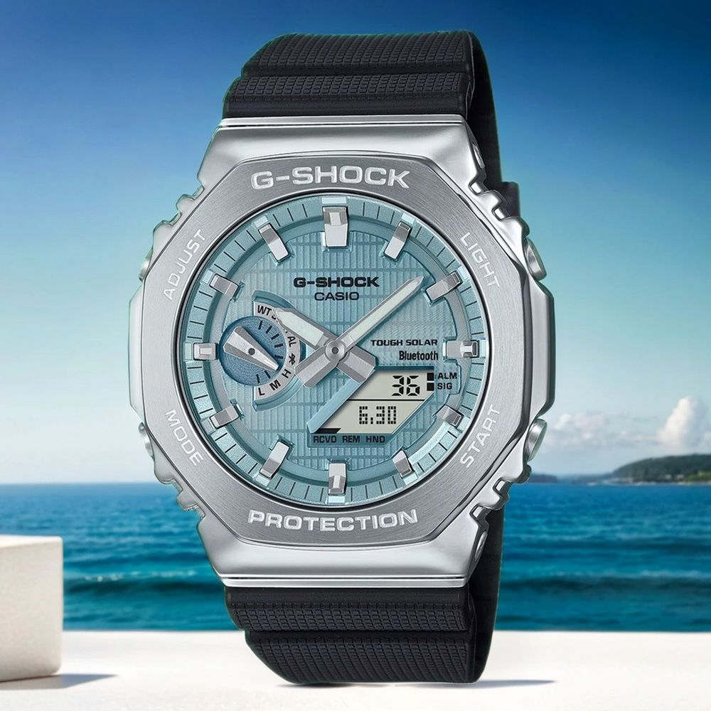 CASIO 卡西歐   G-SHOCK 八角太陽能藍芽手錶 GBM-2100A-1A2