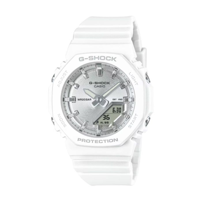  【CASIO G-SHOCK】冷霧金屬元素八角時尚腕錶-牛奶白/GMA-P2100VA-7A/台灣總代理公司貨享一年保固