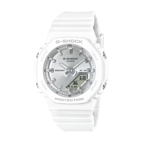 【CASIO G-SHOCK】冷霧金屬元素八角時尚腕錶-牛奶白/GMA-P2100VA-7A/台灣總代理公司貨享一年保固