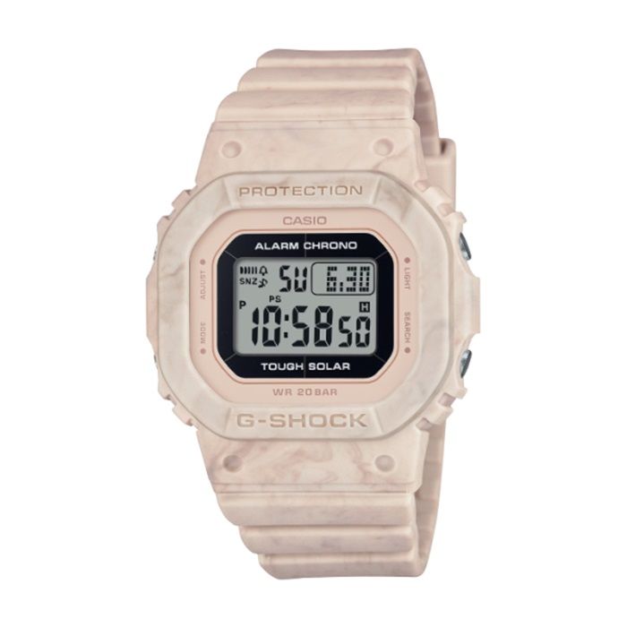  【CASIO G-SHOCK】大理石紋纖薄方形電子腕錶-石灰粉/GMS-S5600RT-4/台灣總代理公司貨享一年保固