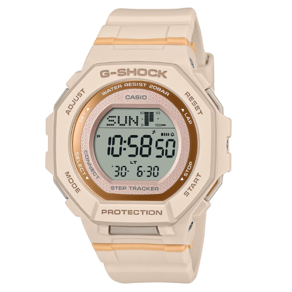 CASIO 卡西歐 G-SHOCK 自然色調 步數測量 藍牙 氣質粉 運動休閒系列 GMD-B300-4_43.8mm