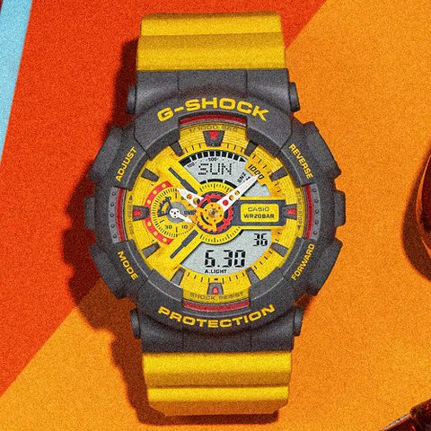 CASIO 卡西歐 G-SHOCK 復古風格彩色運動計時錶/男款/GA-110Y-9A