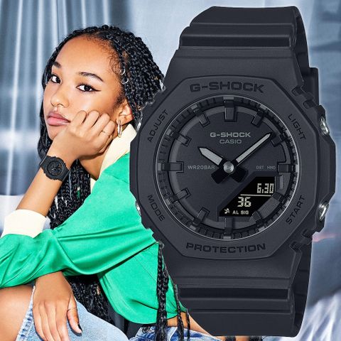 CASIO 卡西歐 G-SHOCK 單色美學八角造型計時錶/時尚黑/GMA-P2100BB-1A