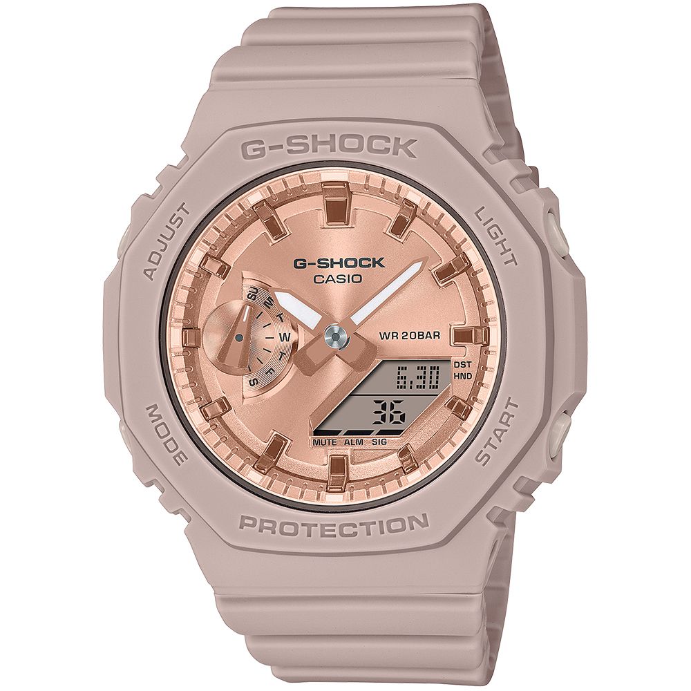 CASIO 卡西歐 G-SHOCK 閃耀金屬八角造型計時對錶 (GA-2100GB-1A+GA-2100SB-1A)