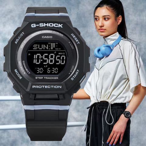 CASIO 卡西歐 G-SHOCK WOMEN 智慧藍芽 計步器 自然色調運動錶-黑 GMD-B300-1