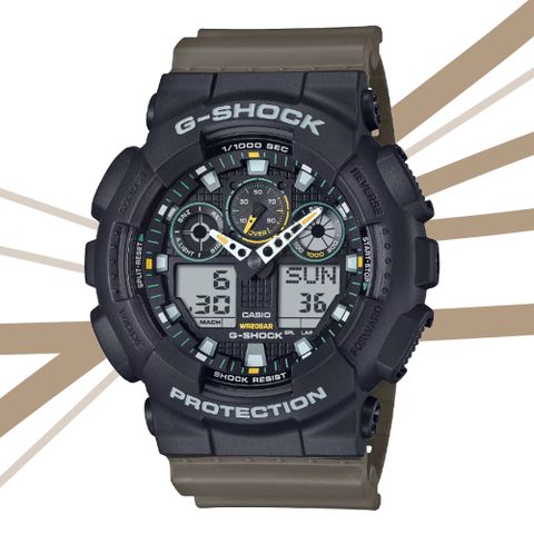 CASIO 卡西歐 G-SHOCK 實用精明風格 大錶殼雙色調雙顯錶 GA-100TU-1A3