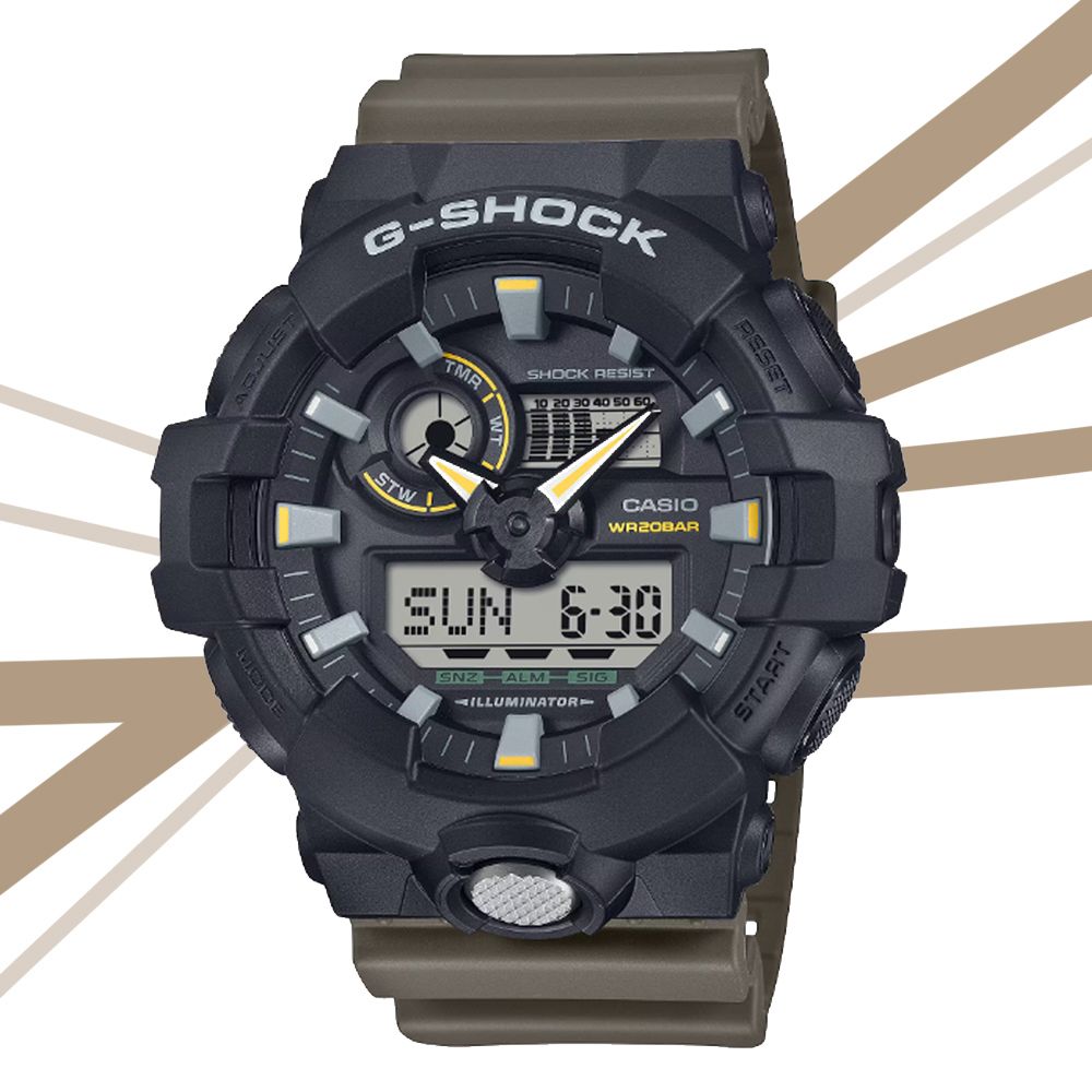 CASIO 卡西歐 G-SHOCK 實用精明風格 大錶殼雙色調雙顯錶 GA-710TU-1A3