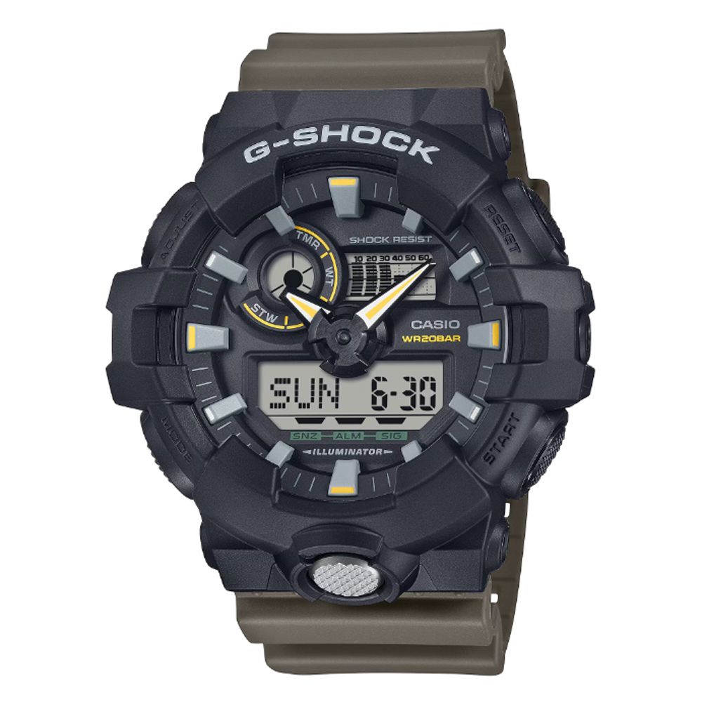 CASIO 卡西歐 G-SHOCK 實用精明風格 大錶殼雙色調雙顯錶 GA-710TU-1A3