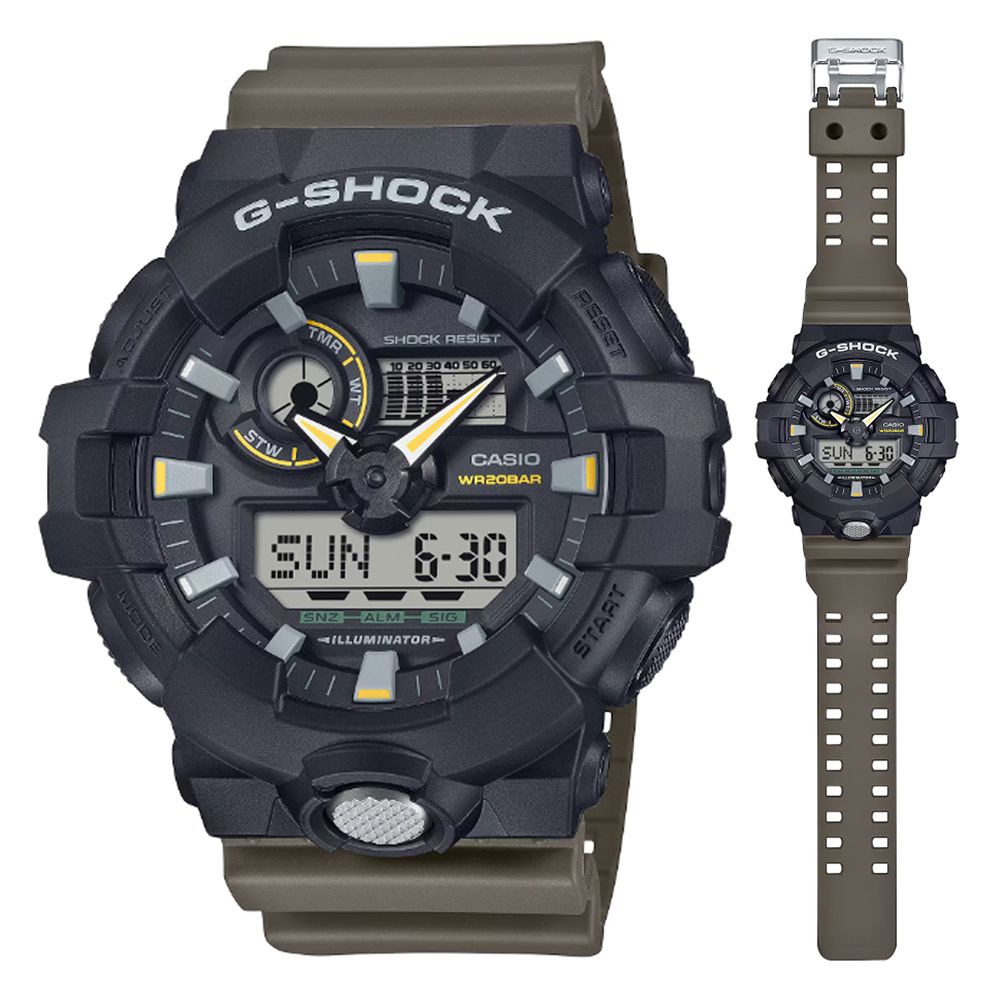 CASIO 卡西歐 G-SHOCK 實用精明風格 大錶殼雙色調雙顯錶 GA-710TU-1A3