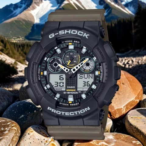 CASIO 卡西歐 G-SHOCK 經典配色系列 雙顯手錶 GA-100TU-1A3