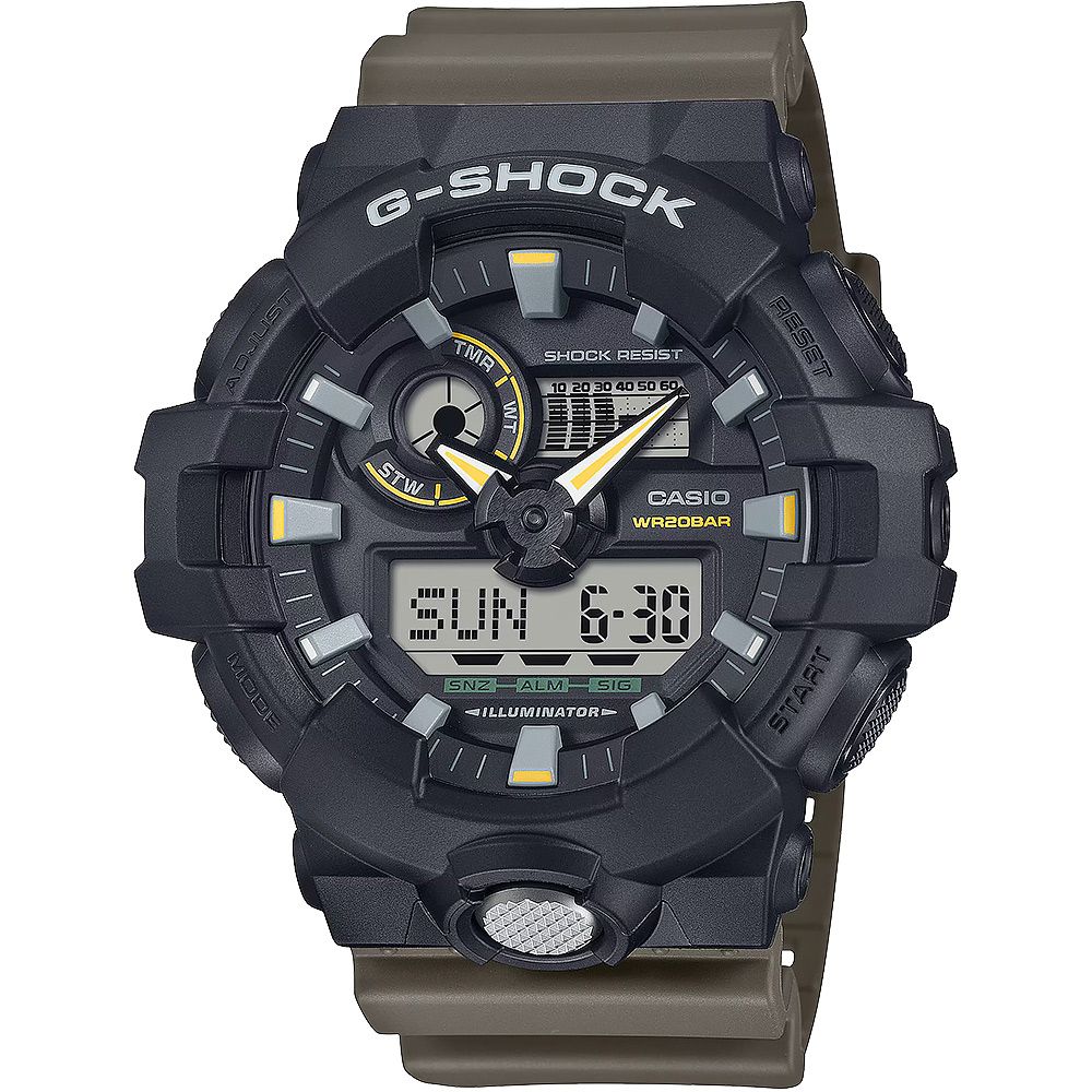 CASIO 卡西歐 G-SHOCK 經典配色大錶殼雙顯運動手錶 GA-710TU-1A3