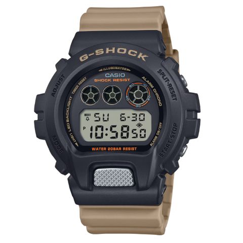 CASIO 卡西歐 G-SHOCK 實用雙色調 黑X卡其 獨特三眼 數位系列 DW-6900TU-1A5_50mm