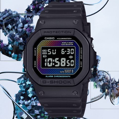 CASIO 卡西歐 G-SHOCK 彩虹漸層蒸鍍 電子腕錶 禮物推薦 送禮首選 DW-5600RW-1