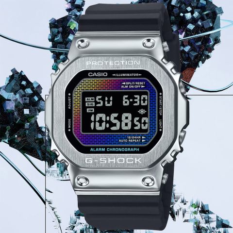 CASIO 卡西歐 G-SHOCK 彩虹漸層蒸鍍 電子腕錶 禮物推薦 送禮首選 GM-5600RW-1