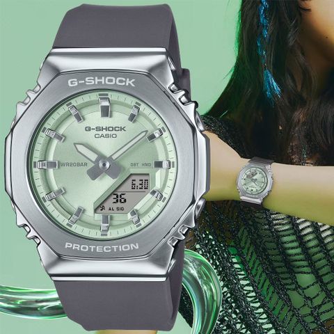 CASIO卡西歐 G-SHOCK 纖薄時尚 金屬雙顯腕錶 GM-S2110-3A