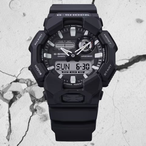 CASIO 卡西歐 G-SHOCK 大錶殼 實用功能 雙顯錶-黑 GA-010-1A