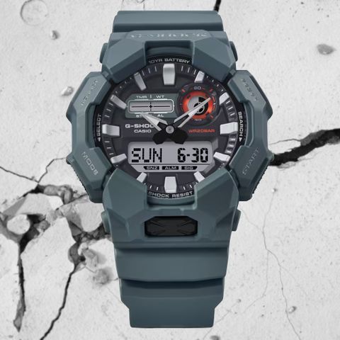 CASIO 卡西歐 G-SHOCK 大錶殼 實用功能 雙顯錶-藍綠 GA-010-2A