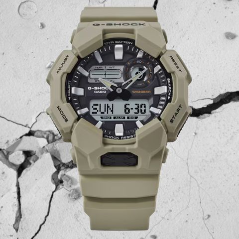 CASIO 卡西歐 G-SHOCK 大錶殼 實用功能 雙顯錶-卡其 GA-010-5A