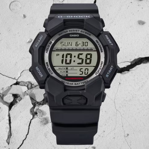 CASIO 卡西歐 G-SHOCK 大錶殼 多重時間 實用功能電子錶-黑 GD-010-1