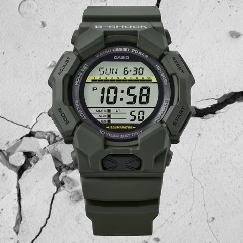 CASIO 卡西歐 G-SHOCK 大錶殼 多重時間 實用功能電子錶-綠 GD-010-3