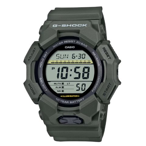 CASIO 卡西歐 G-SHOCK 十年電力 軍士綠 數位顯示 GD-010-3_51.9mm