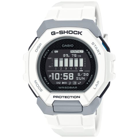 CASIO 卡西歐 G-SHOCK 運動潮流藍牙連線耐衝擊運動腕錶/白(GBD-300-7)