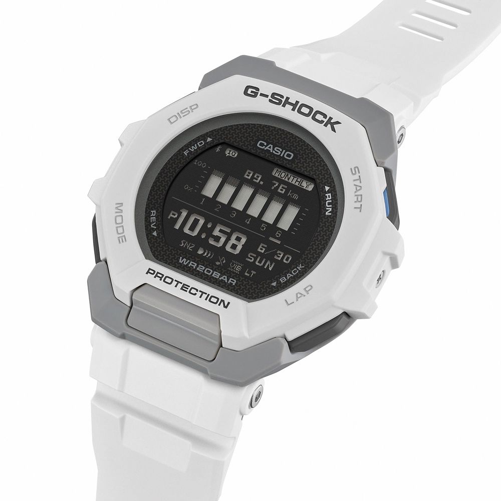 CASIO 卡西歐 G-SHOCK 運動潮流藍牙連線耐衝擊運動腕錶/白(GBD-300-7)