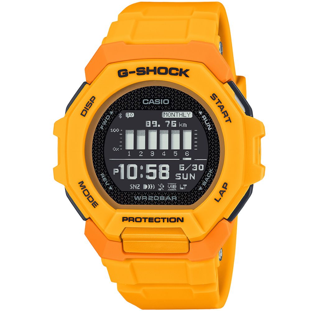 CASIO 卡西歐 -SHOCK 運動潮流藍牙連線耐衝擊運動腕錶/黃(GBD-300-9)