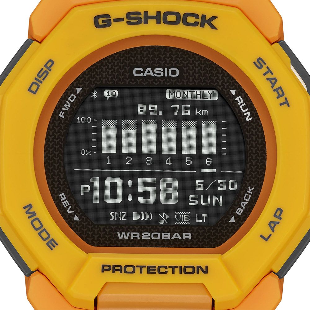 CASIO 卡西歐 -SHOCK 運動潮流藍牙連線耐衝擊運動腕錶/黃(GBD-300-9)