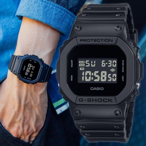 CASIO 卡西歐 G-SHOCK 絕對強悍霧黑經典方形計時錶/DW-5600UBB-1