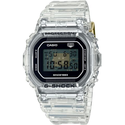 CASIO 卡西歐 G-SHOCK 40周年透明解構系列經典方形計時錶/DW-5040RX-7