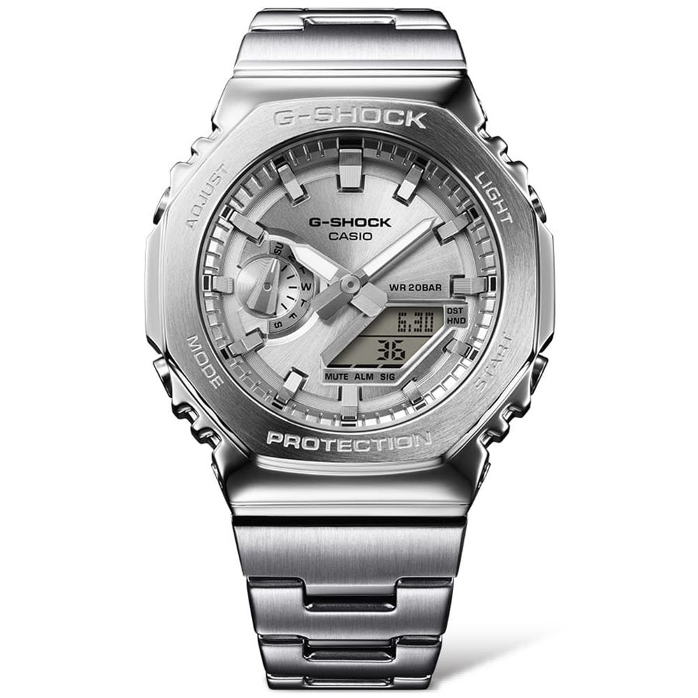 CASIO 卡西歐 G-SHOCK 全金屬八角造型計時錶/銀/GM-2110D-7A