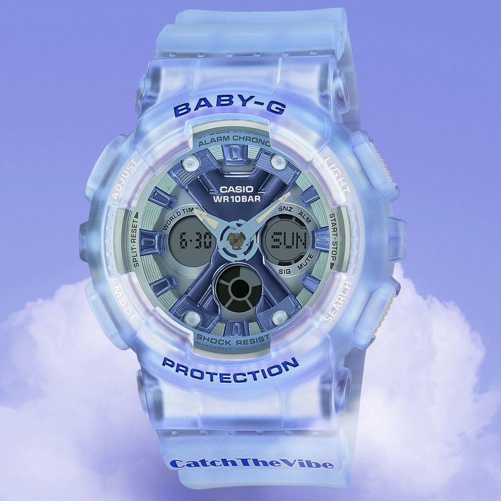 CASIO BABY-G 果凍系列嘻哈復古風聯名錶/藍色/BA-130CV-2A - PChome