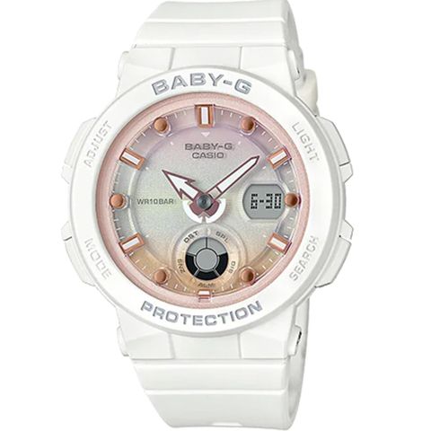 熱銷品牌▼日系手錶CASIO 卡西歐 Baby-G 海洋渡假 霓虹手錶-白 BGA-250-7A2