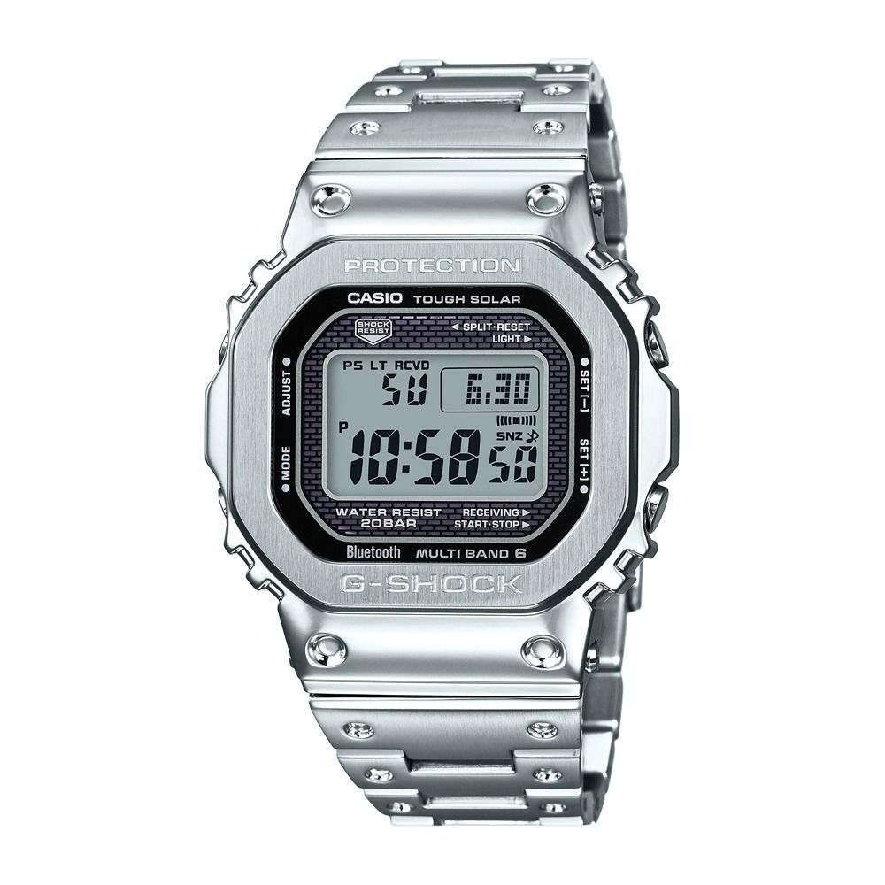 CASIO 卡西歐 G-SHOCK電波藍牙電子錶GMW-B5000D-1(銀)