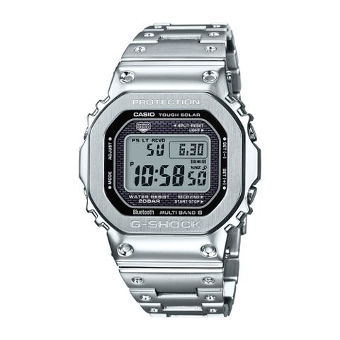 CASIO 卡西歐 G-SHOCK電波藍牙電子錶GMW-B5000D-1(銀)