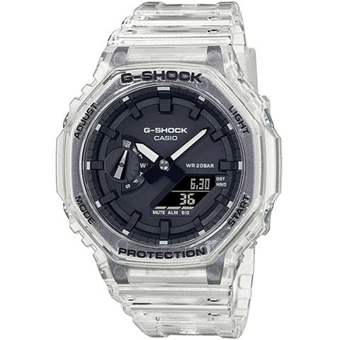 【CASIO 卡西歐】G-SHOCK八角透明手錶(透明 GA-2100SKE-7A)