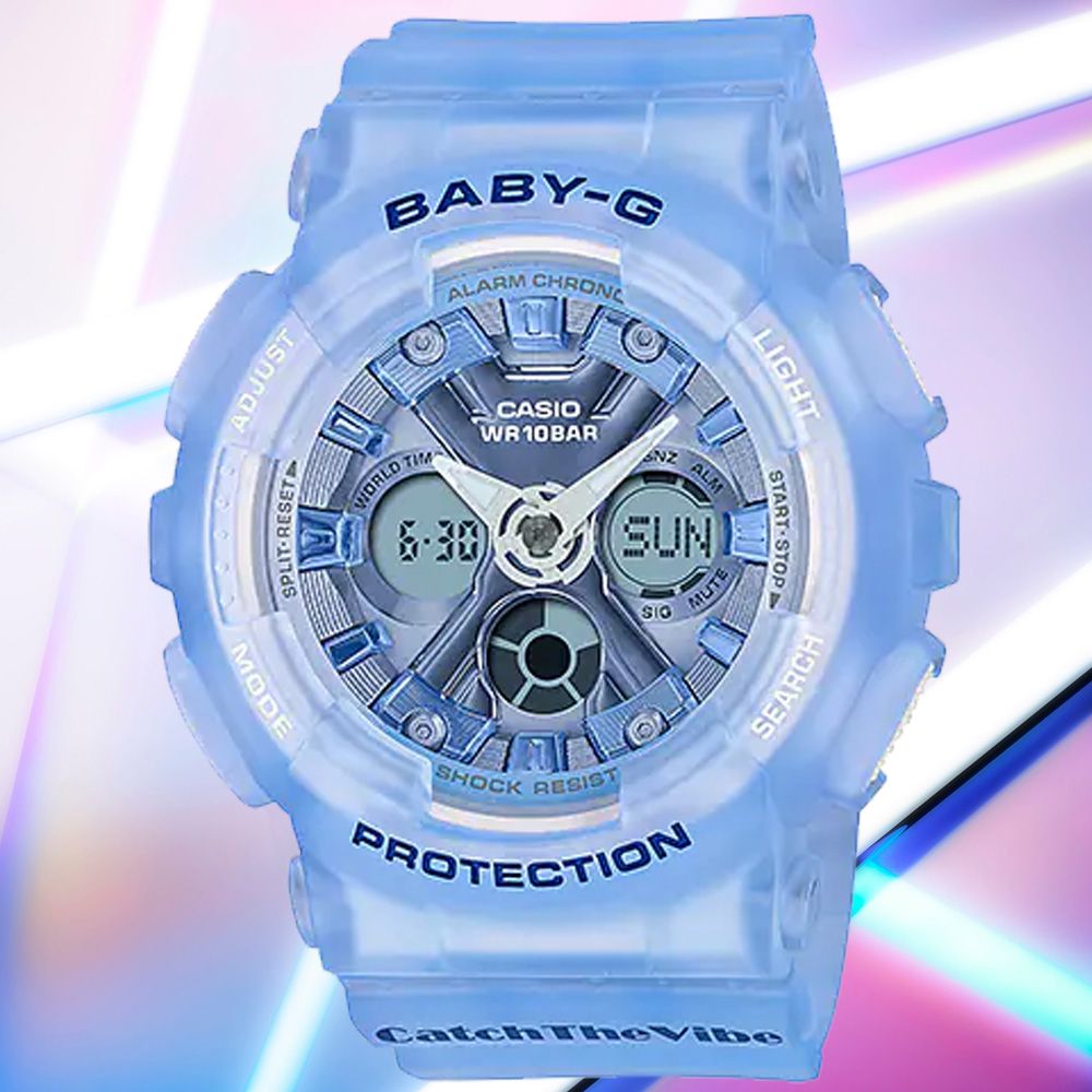 CASIO 卡西歐BABY-G RIEHATA聯名款嘻哈復古雙顯腕錶BA-130CV-2A