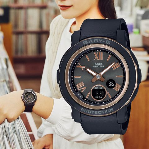 CASIO 卡西歐 BABY-G 撞色羅馬雙顯腕錶-黑色 母親節 禮物 推薦 BGA-290-1A