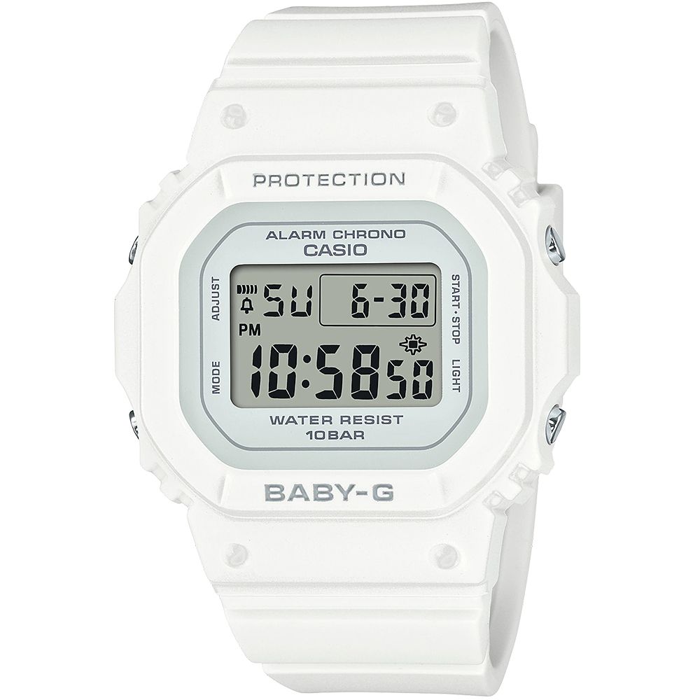 CASIO BABY-G 輕薄時尚方形計時錶/白/BGD-565-7 - PChome 24h購物