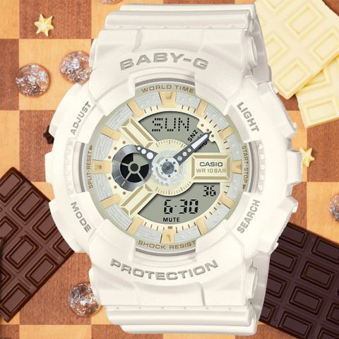 ▶新款到貨◀CASIO卡西歐 BABY-G 甜美雙顯腕錶-白巧克力 禮物推薦 畢業禮物 BA-110XSW-7A