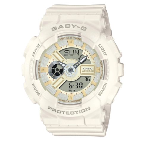 【CASIO】卡西歐 BABY-G 白巧克力 甜美雙顯腕錶 43.4mm / BA-110XSW-7A