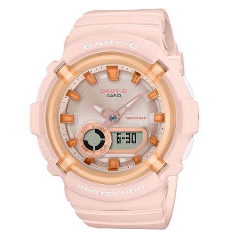 CASIO 卡西歐 BABY-G 水蜜桃糖果雙顯手錶 BGA-280SW-4A