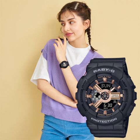 熱銷品牌▼日系手錶CASIO 卡西歐 Baby-G 街頭風 玫瑰金雙顯手錶 BA-110XRG-1A