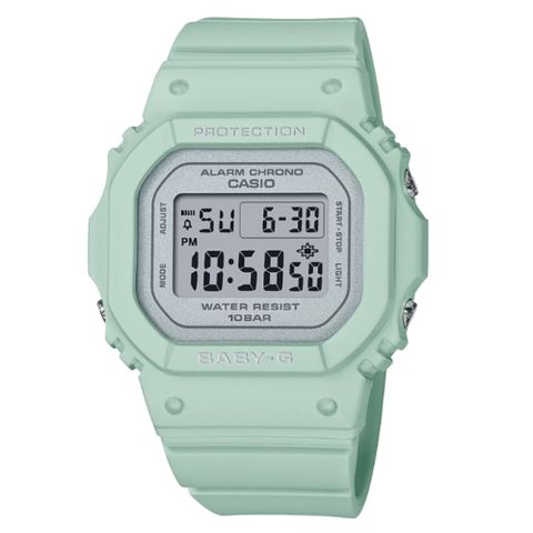 CASIO 卡西歐 BABY-G 輕巧纖薄 絢麗春日 鼠尾草綠 經典方型 BGD-565SC-3_37.9mm