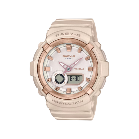 【CASIO BABY-G】時尚金屬光感雙顯運動腕錶-粉膚色/BGA-280BA-4A/台灣總代理公司貨享一年保固