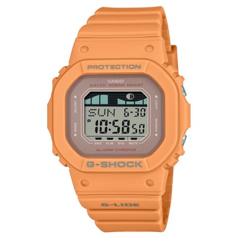 【CASIO 卡西歐】G-SHOCK 活力極限衝浪潮汐月相概念電子錶_橘_GLX-S5600-4_40.5mm