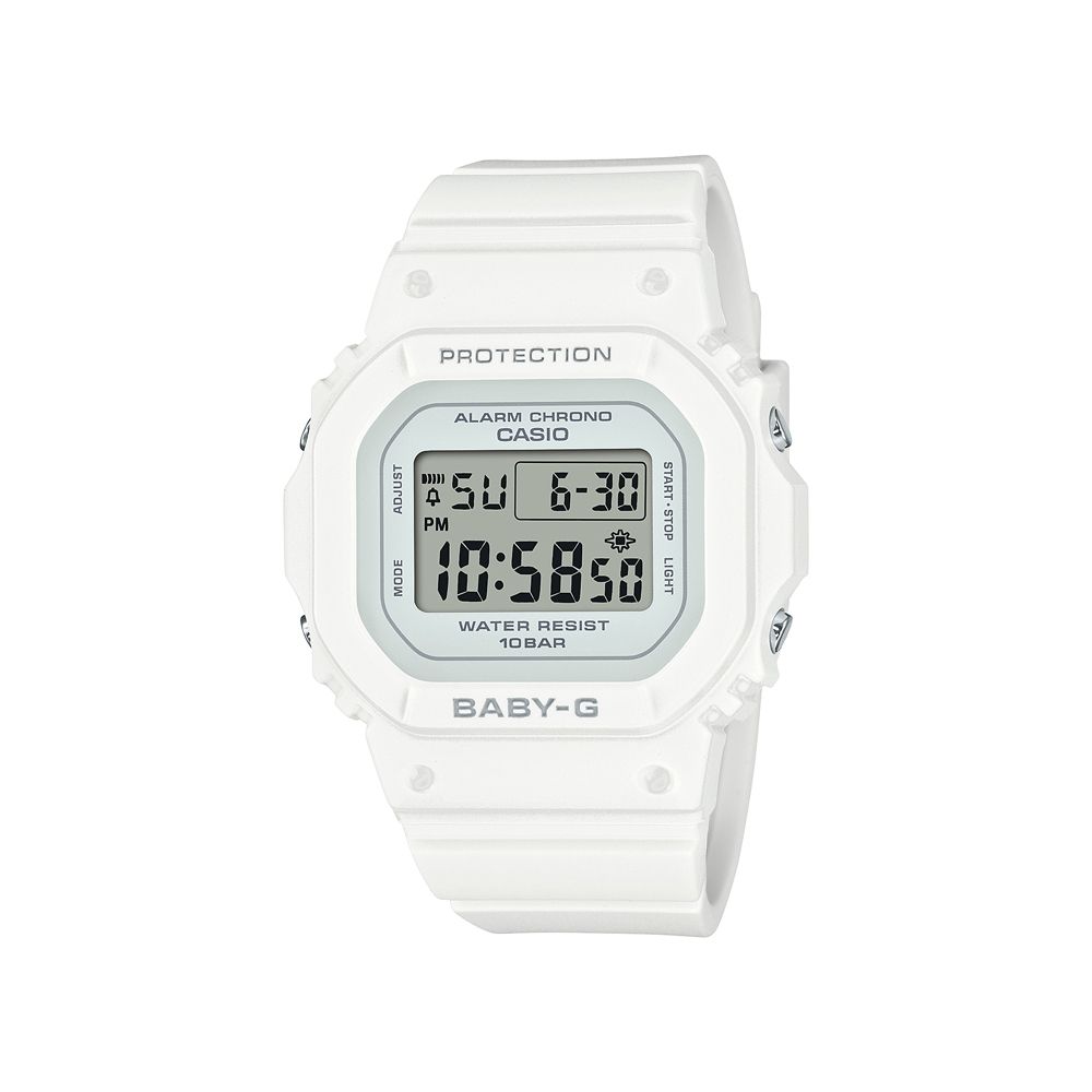 CASIO 卡西歐 BABY-G 纖薄經典方形電子錶-清新白 (BGD-565-7)