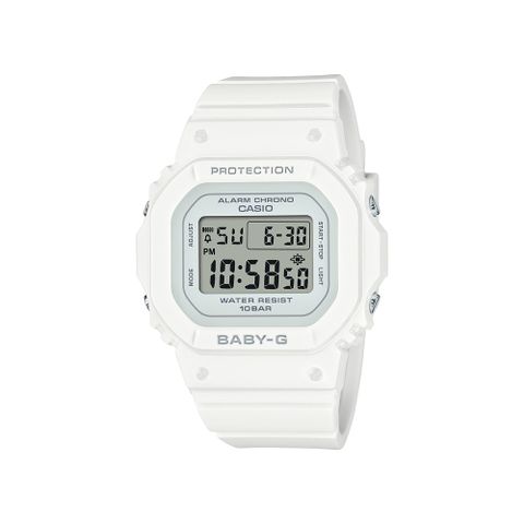 CASIO 卡西歐 BABY-G 纖薄經典方形電子錶-清新白 (BGD-565-7)